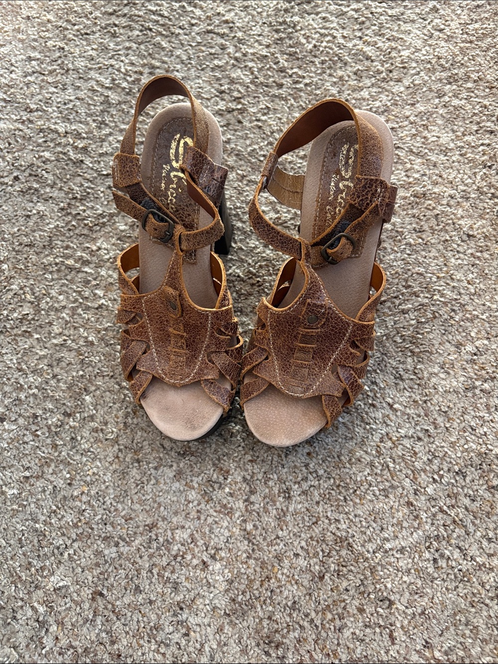 Sbicca Brown Strappy Open-Toe Heeled Sandals